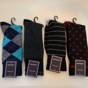 SOCKS 4 PAIRS BRAND NEW Mens Architect DRESS SOCKS Shoe Size 6-12 NWT MAKE OFFER